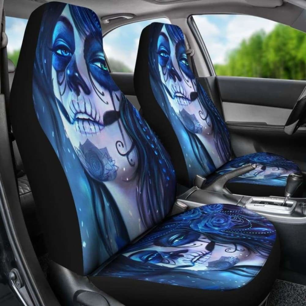 Set 2 Sugar Skull Car Seat Cover Sugar Skulls 101207