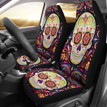 Set 2 Sugar Skull Car Seat Covers 101207