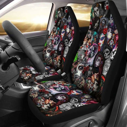 Set 2 Sugar Skull Car Seat Covers 101207