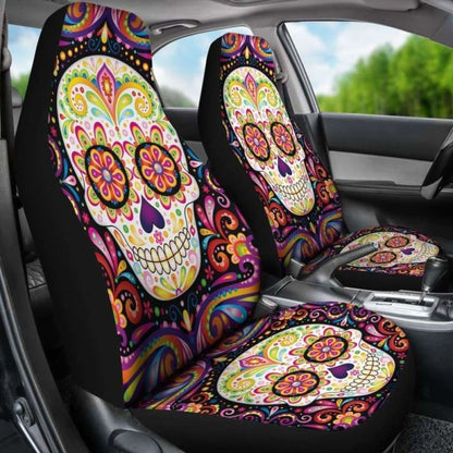 Set 2 Sugar Skull Car Seat Covers 101207