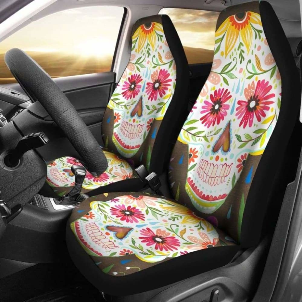 Set 2 Sugar Skull Seat Cover Sugar Skulls 101207