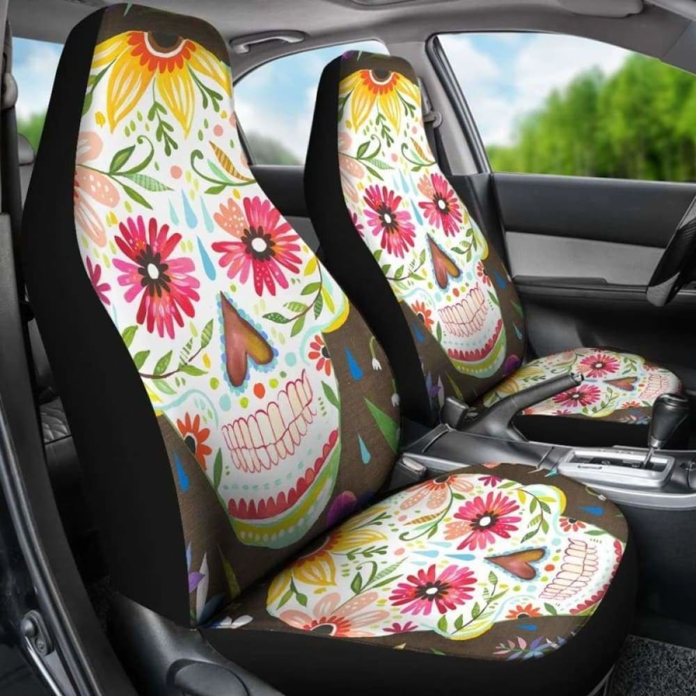 Set 2 Sugar Skull Seat Cover Sugar Skulls 101207