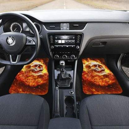 Set 4 Pcs Flaming Skull Car Mats 110728 - YourCarButBetter