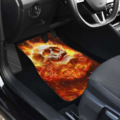 Set 4 Pcs Flaming Skull Car Mats 110728 - YourCarButBetter