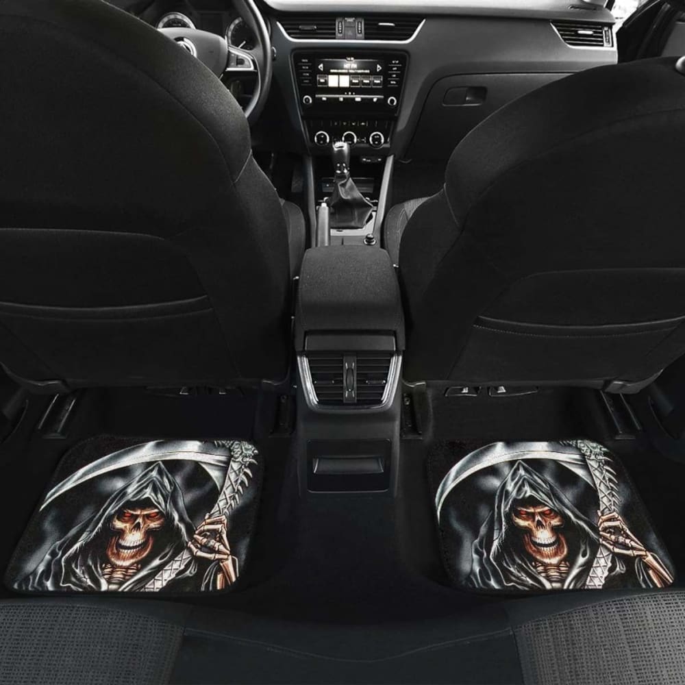 Set 4 Pcs Grim Reaper Skull Car Mats 112608