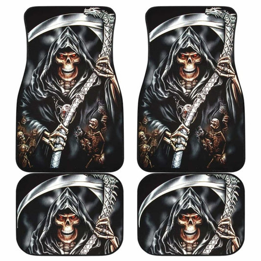 Set 4 Pcs Grim Reaper Skull Car Mats 112608