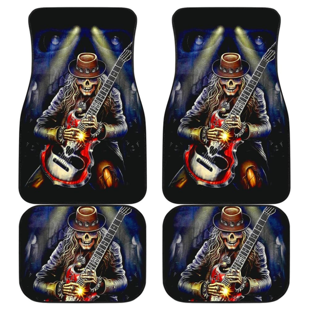 Set 4 Pcs Skull Guitar Car Mats 184610 - YourCarButBetter
