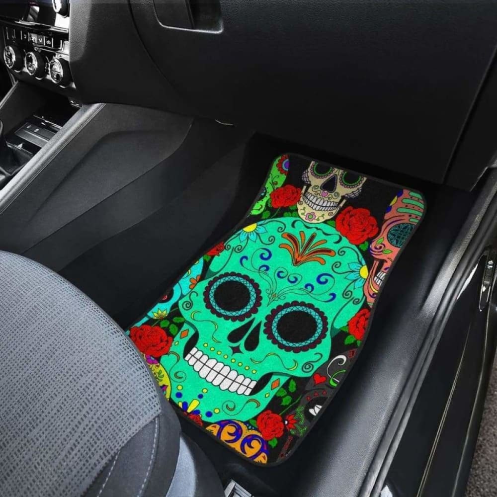 Set 4 Pcs Sugar Skull Car Mats 101207