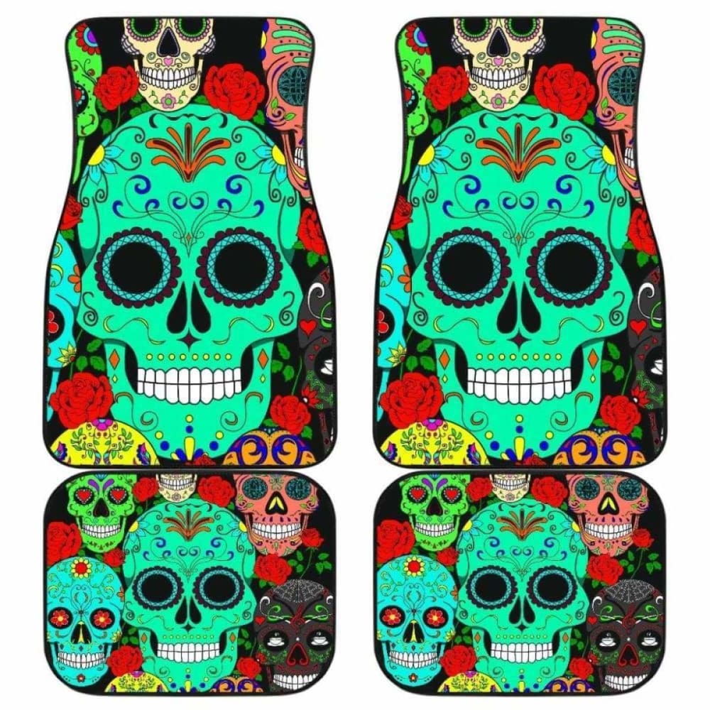 Set 4 Pcs Sugar Skull Car Mats 101207