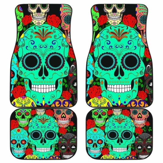 Set 4 Pcs Sugar Skull Car Mats 101207