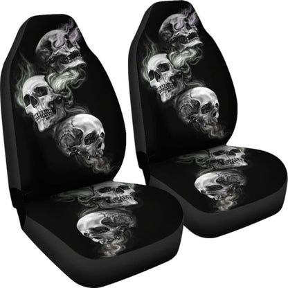 Set Of 2 Car Seat Cover - Burning Skulls 101207