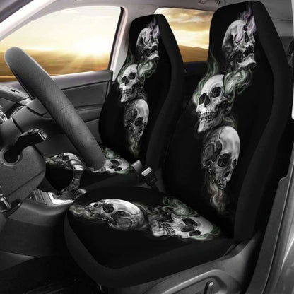 Set Of 2 Car Seat Cover - Burning Skulls 101207