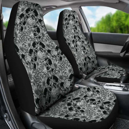 Set Of 2 Car Skull Seat Cover Sugar Skulls 101207