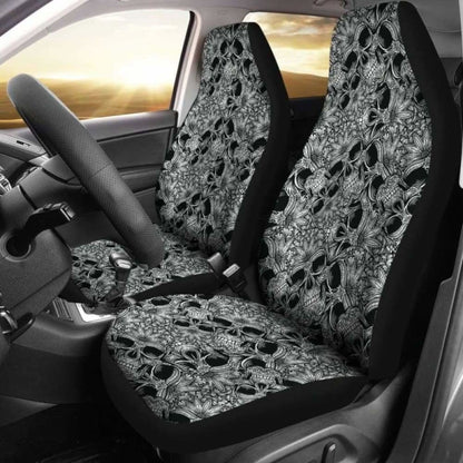 Set Of 2 Car Skull Seat Cover Sugar Skulls 101207