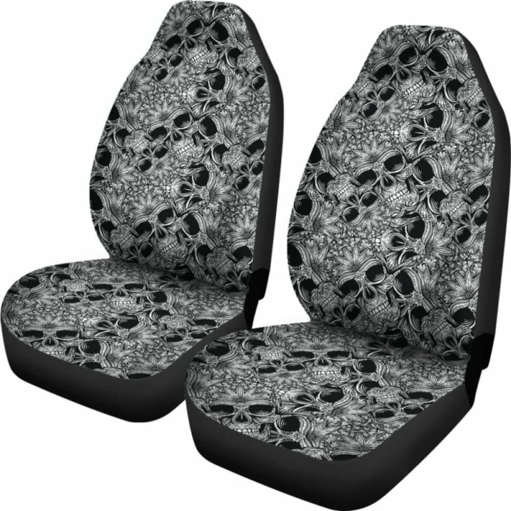 Set Of 2 Car Skull Seat Cover Sugar Skulls 101207
