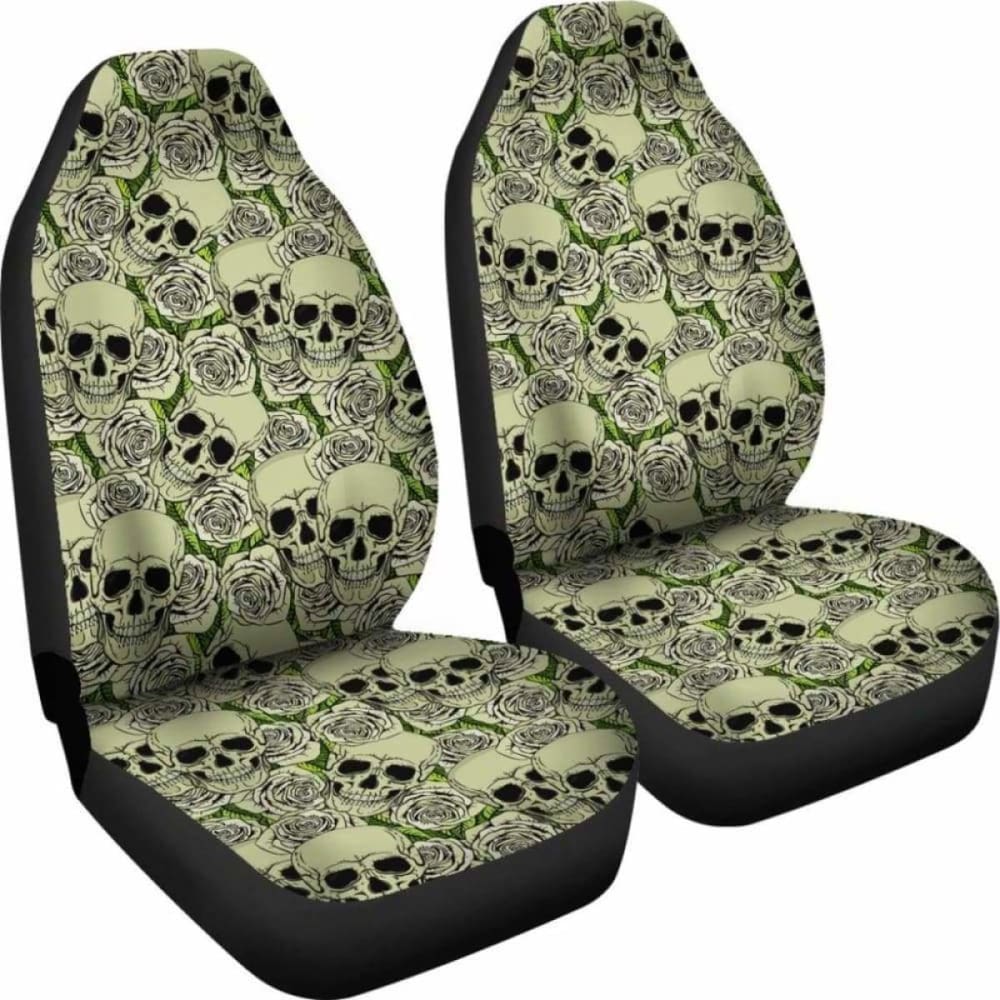 Set Of 2 - Day Of The Dead - Gothic Skulls Car Seat Cover 172727
