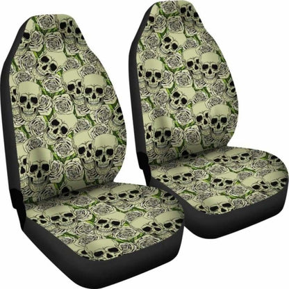 Set Of 2 - Day Of The Dead - Gothic Skulls Car Seat Cover 172727