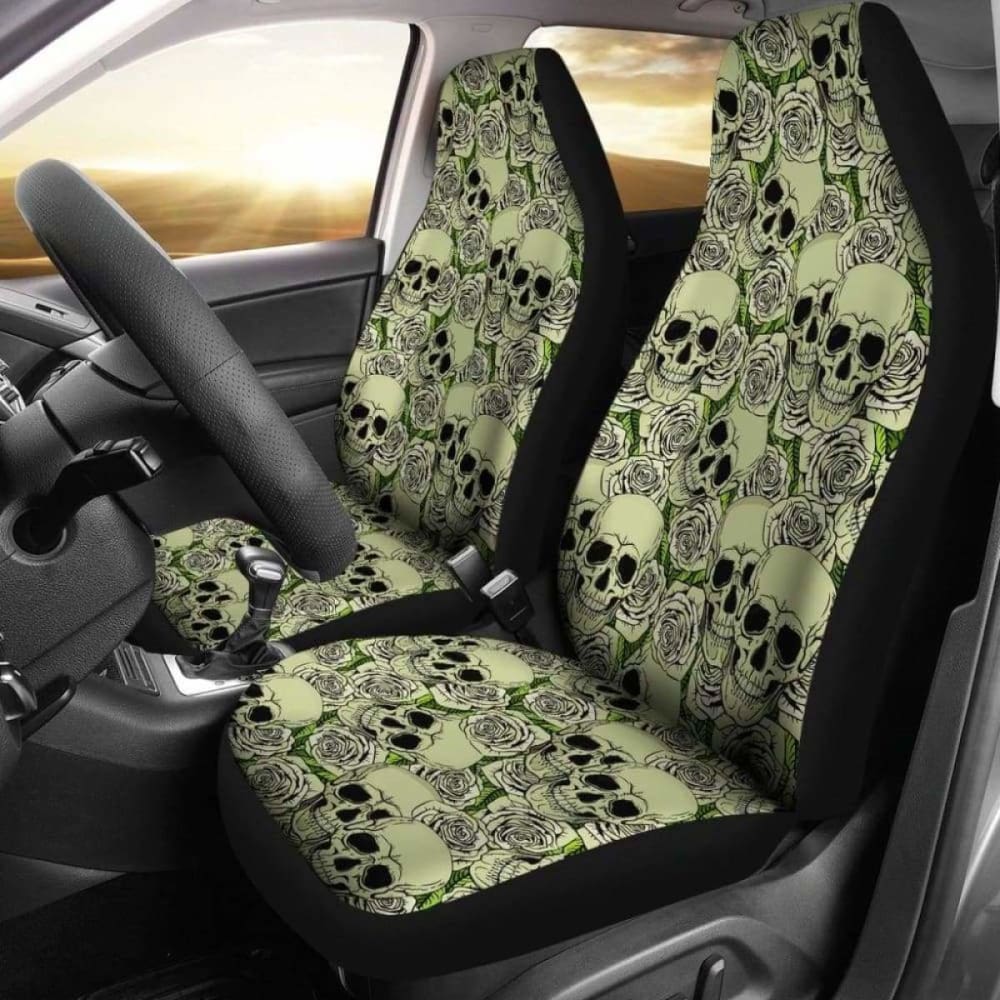 Set Of 2 - Day Of The Dead - Gothic Skulls Car Seat Cover 172727