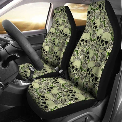 Set Of 2 - Day Of The Dead - Gothic Skulls Car Seat Cover 172727