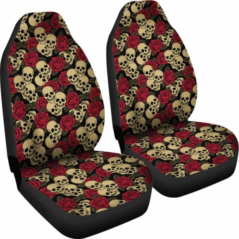 Set Of 2 Day Of The Dead Sugar Skull Car Seat Covers 101207