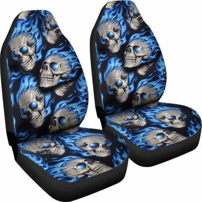 Set Of 2 Fire Skulls Car Seat Covers 101207