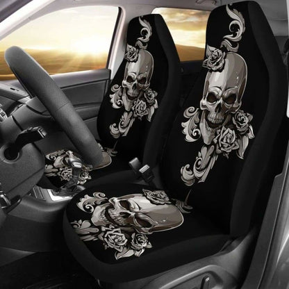 Set Of 2 Floral Sugar Skulls Car Seat Covers 101207