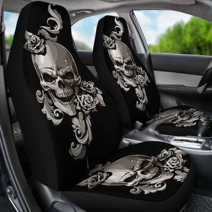Set Of 2 Floral Sugar Skulls Car Seat Covers 101207