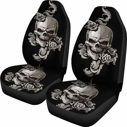 Set Of 2 Floral Sugar Skulls Car Seat Covers 101207