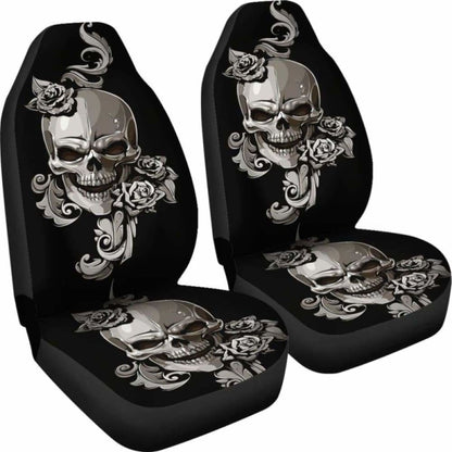 Set Of 2 Floral Sugar Skulls Car Seat Covers 101207