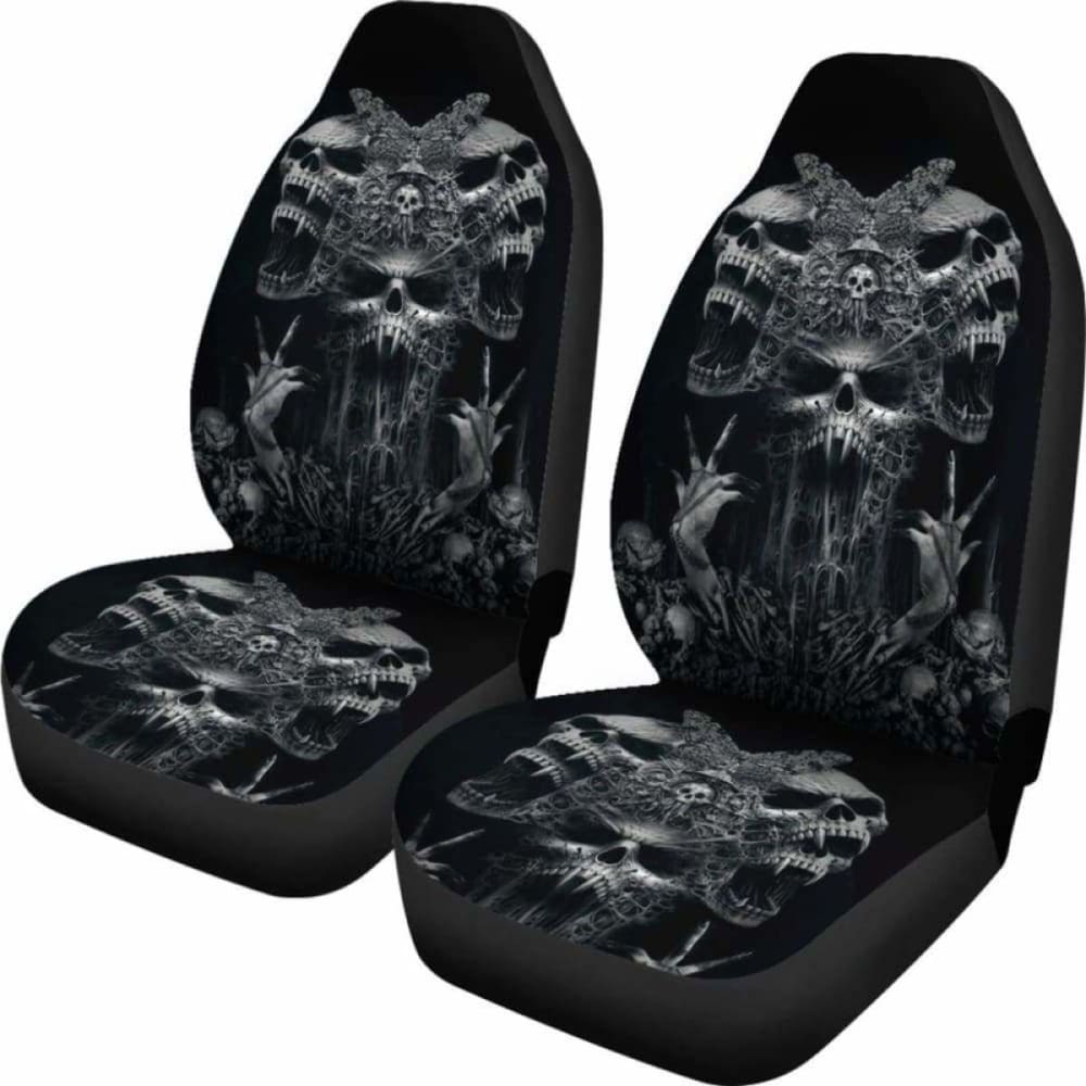 Set Of 2 - Gothic Skull Car Seat Covers 101207