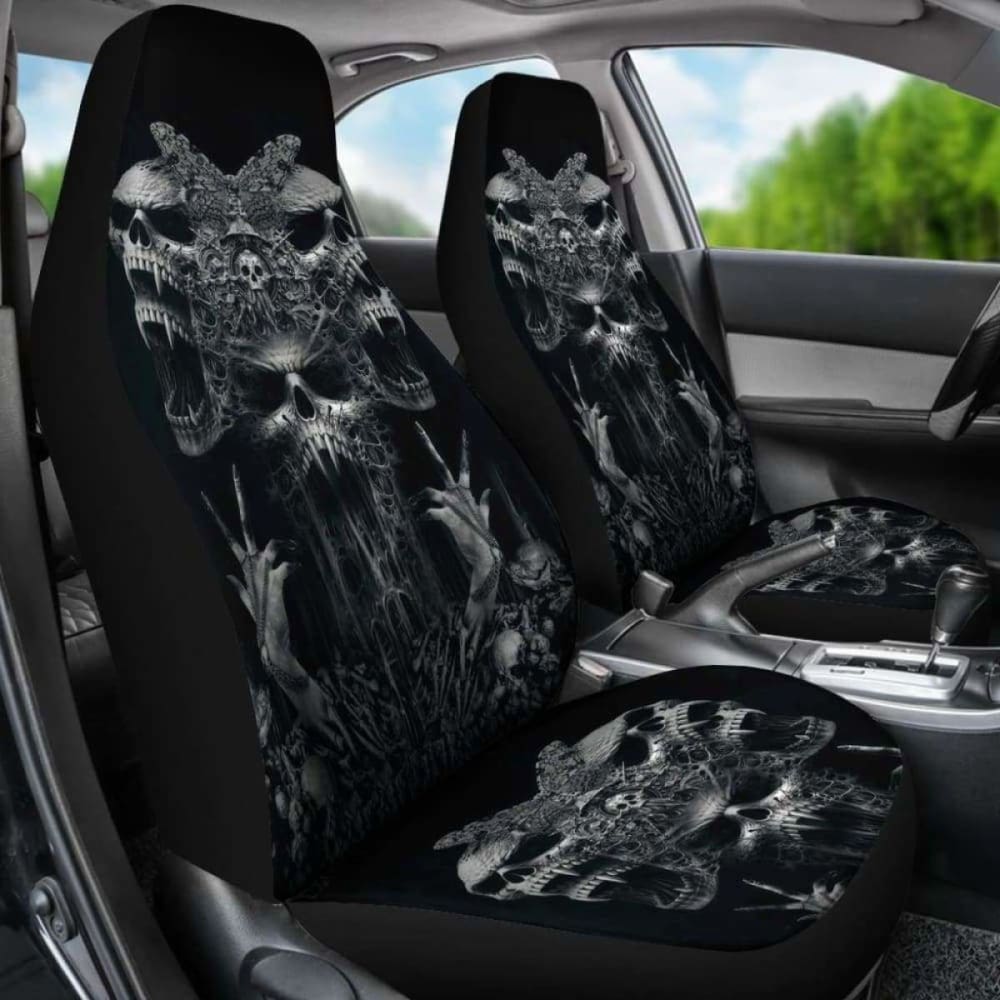 Set Of 2 - Gothic Skull Car Seat Covers 101207