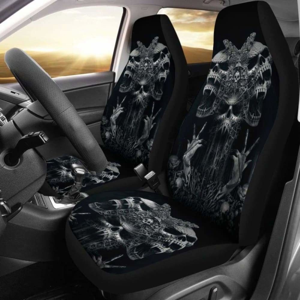Set Of 2 - Gothic Skull Car Seat Covers 101207