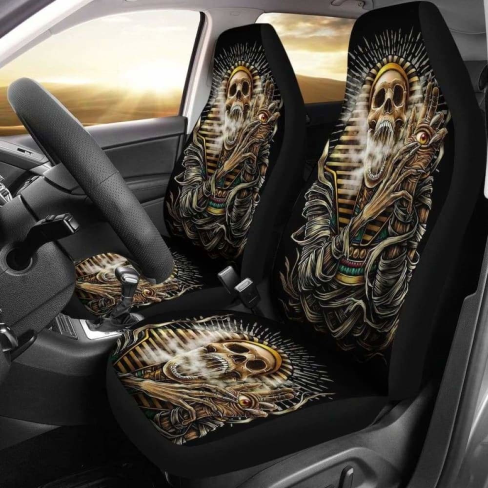 Set Of 2 Gothic Skull Car Seat Covers 101207