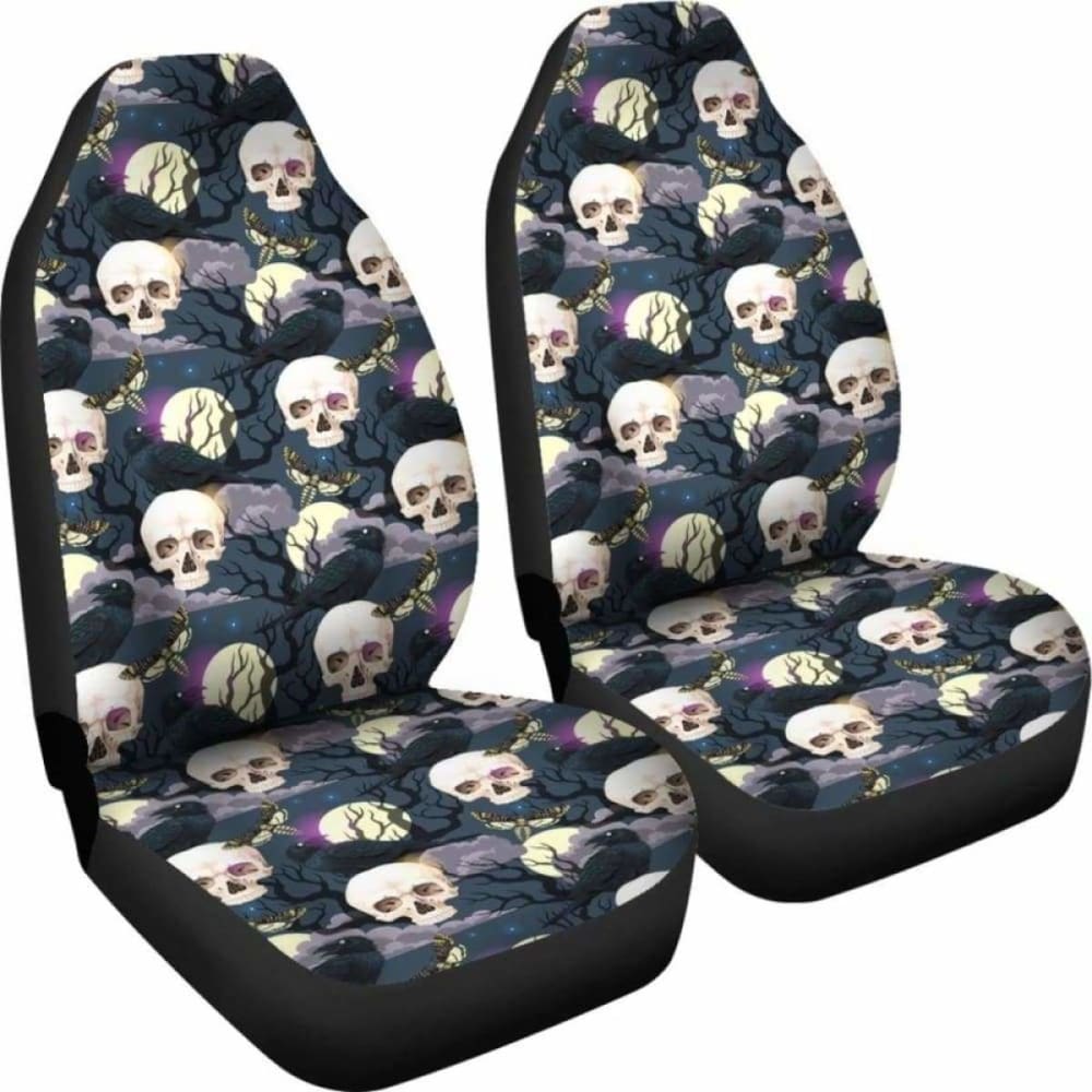 Set Of 2 Gothic Skull Car Seat Covers 101207