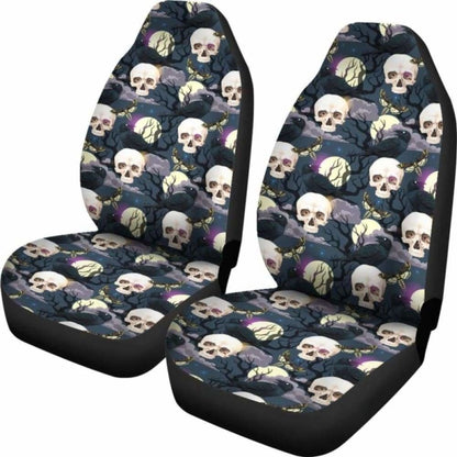 Set Of 2 Gothic Skull Car Seat Covers 101207
