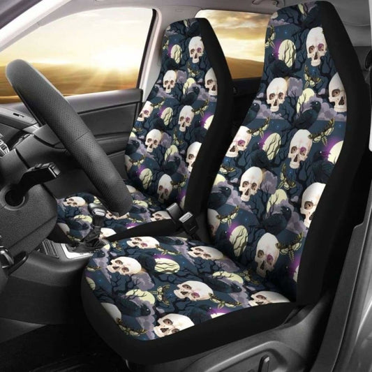 Set Of 2 Gothic Skull Car Seat Covers 101207