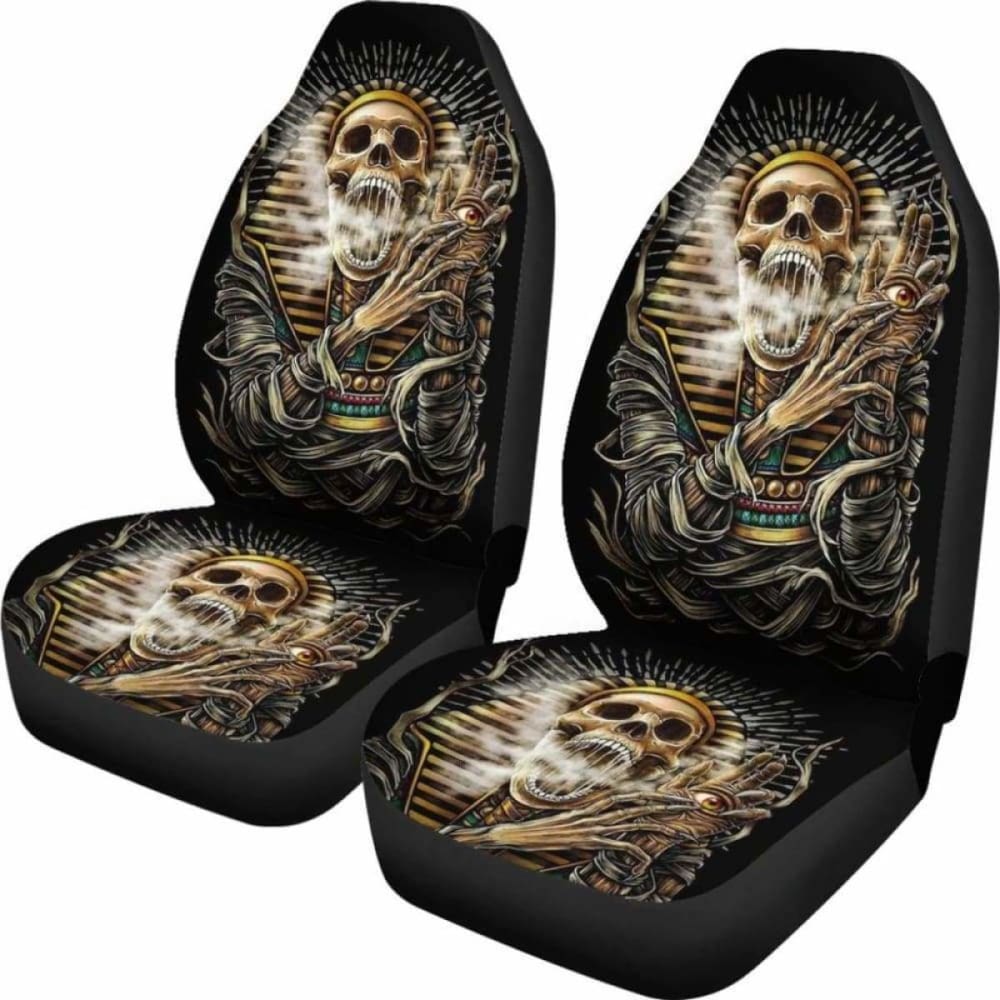 Set Of 2 Gothic Skull Car Seat Covers 101207