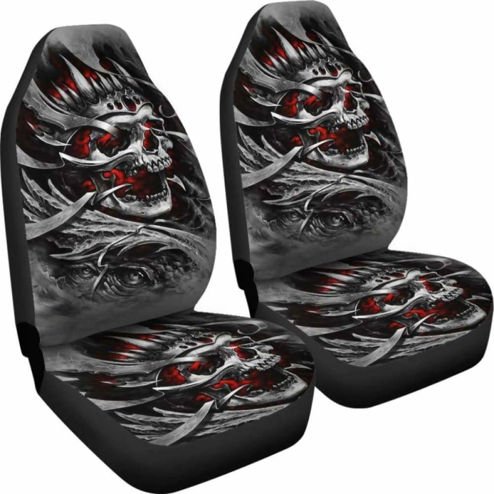Set Of 2 Gothic Sugar Skull Seat Covers 172727