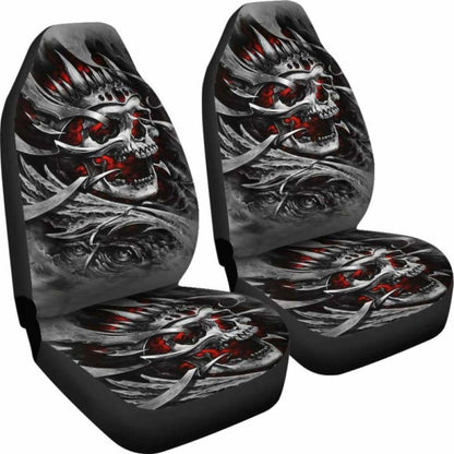 Set Of 2 Gothic Sugar Skull Seat Covers 172727