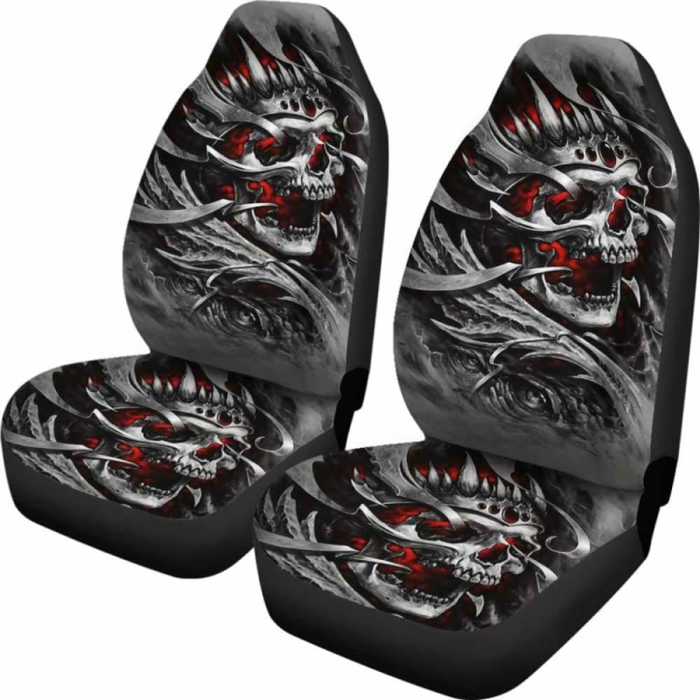 Set Of 2 Gothic Sugar Skull Seat Covers 172727