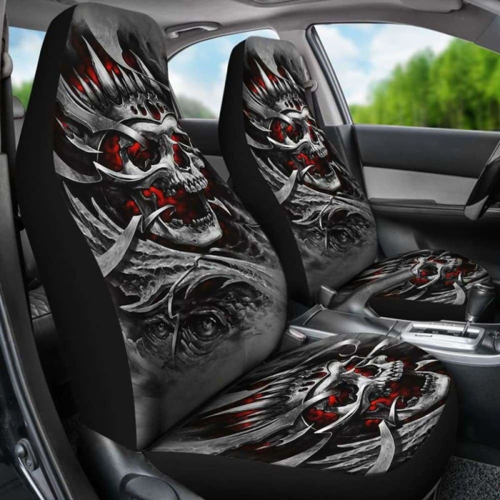 Set Of 2 Gothic Sugar Skull Seat Covers 172727