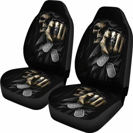 Set Of 2 Grim Reaper Skull Car Seat Covers 101207