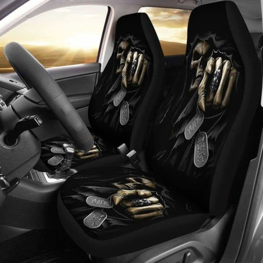 Set Of 2 Grim Reaper Skull Car Seat Covers 101207