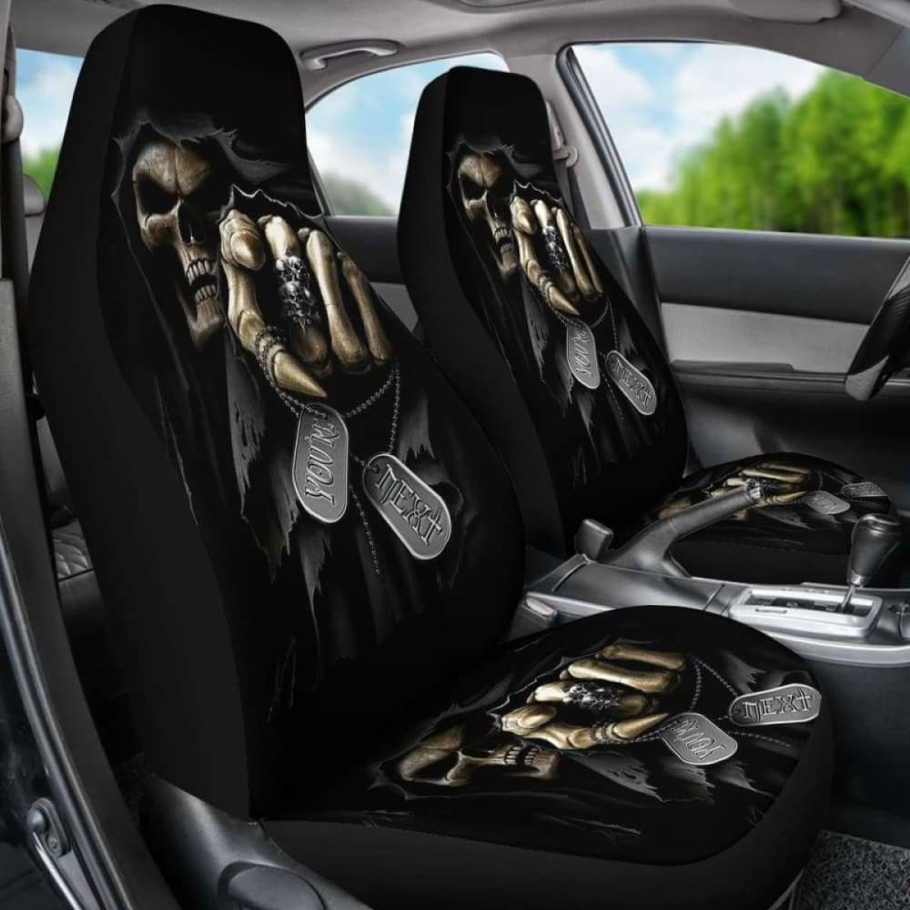 Set Of 2 Grim Reaper Skull Car Seat Covers 101207