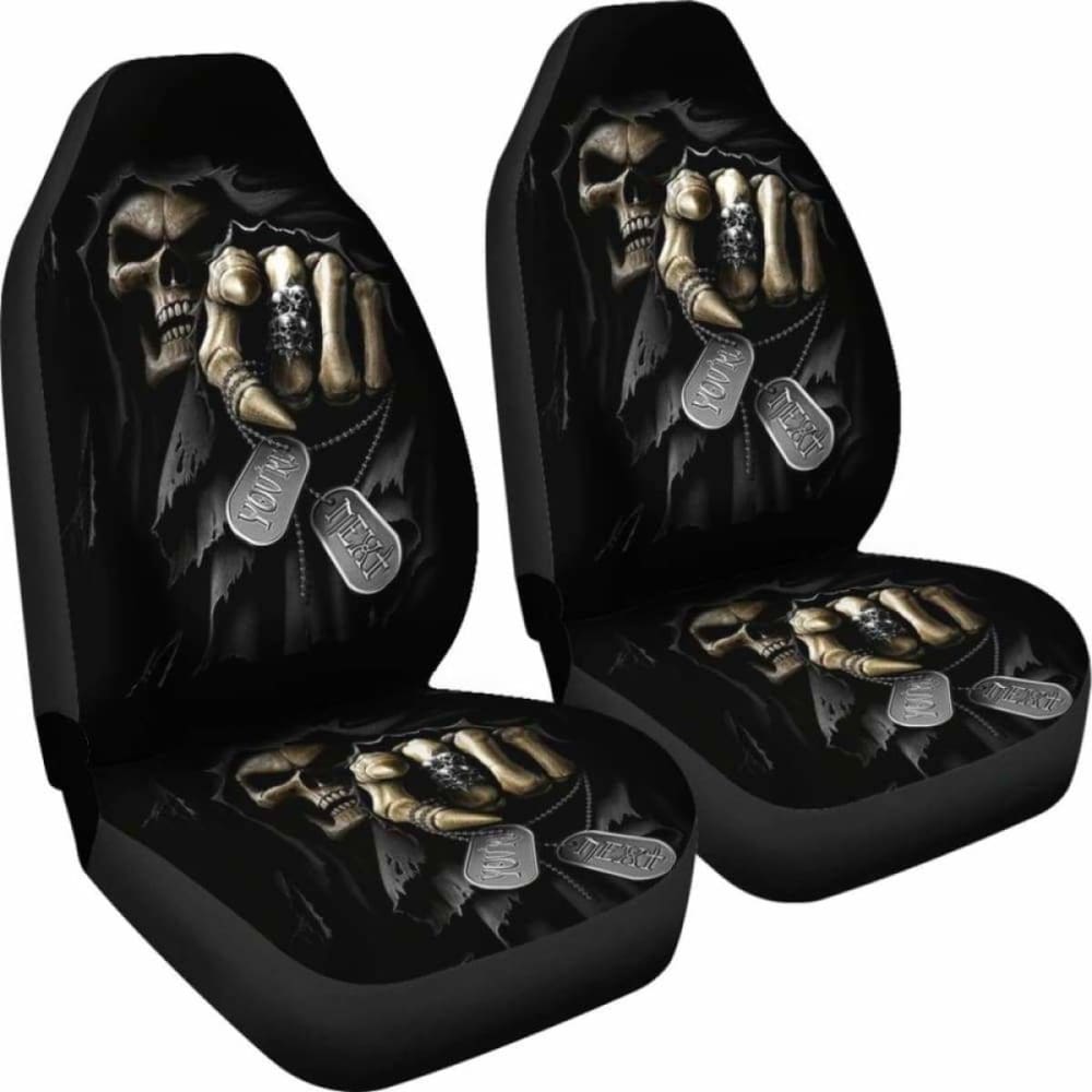Set Of 2 Grim Reaper Skull Car Seat Covers 101207