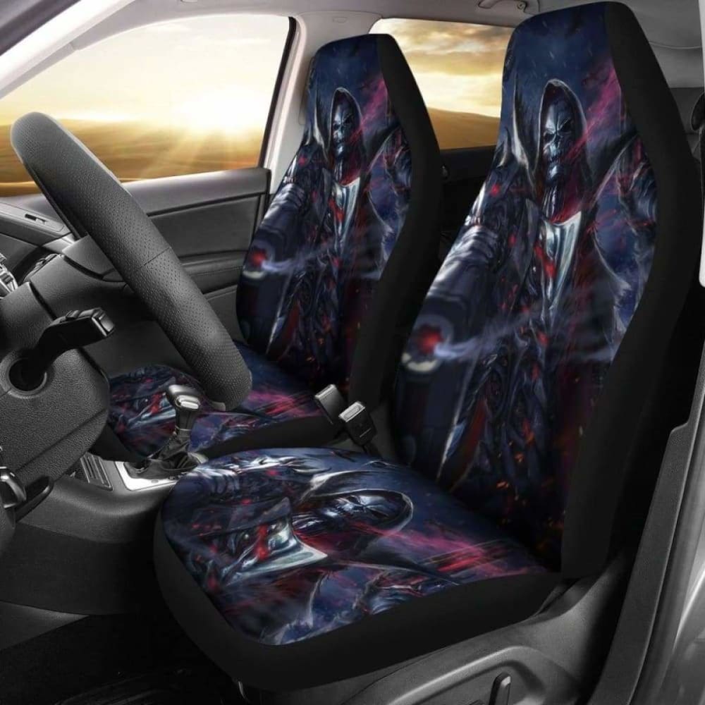 Set Of 2 Grim Reaper Skull Gothic Car Seat Covers 172727