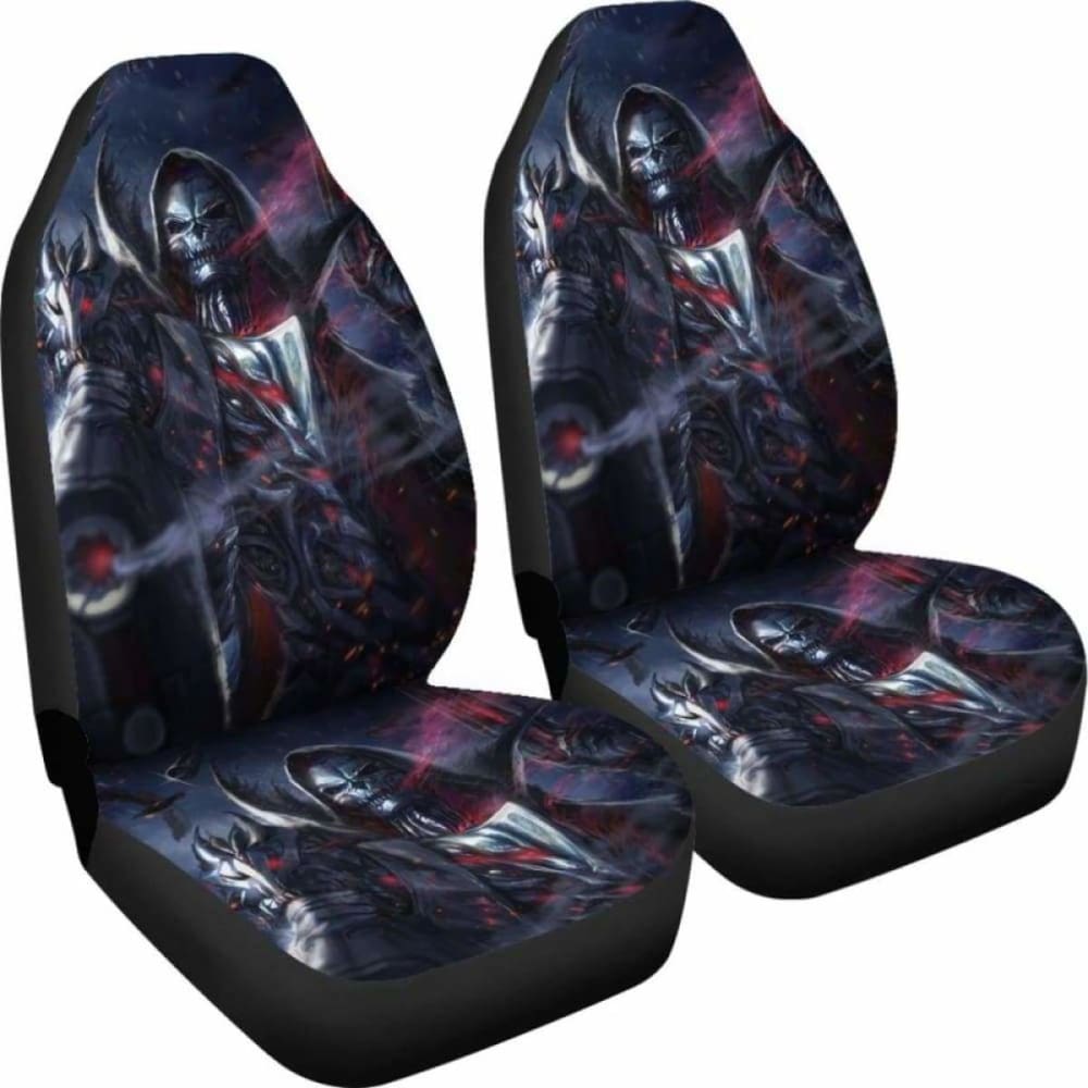 Set Of 2 Grim Reaper Skull Gothic Car Seat Covers 172727