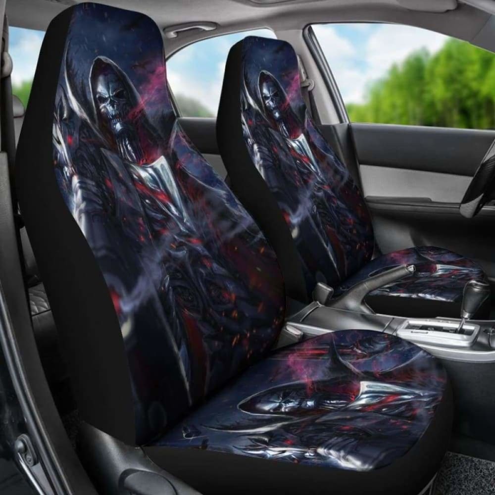 Set Of 2 Grim Reaper Skull Gothic Car Seat Covers 172727