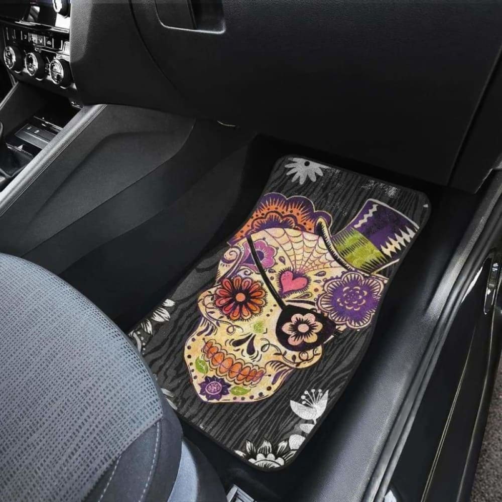 Set Of 2 Halloween Sugar Skull Car Mats 101207