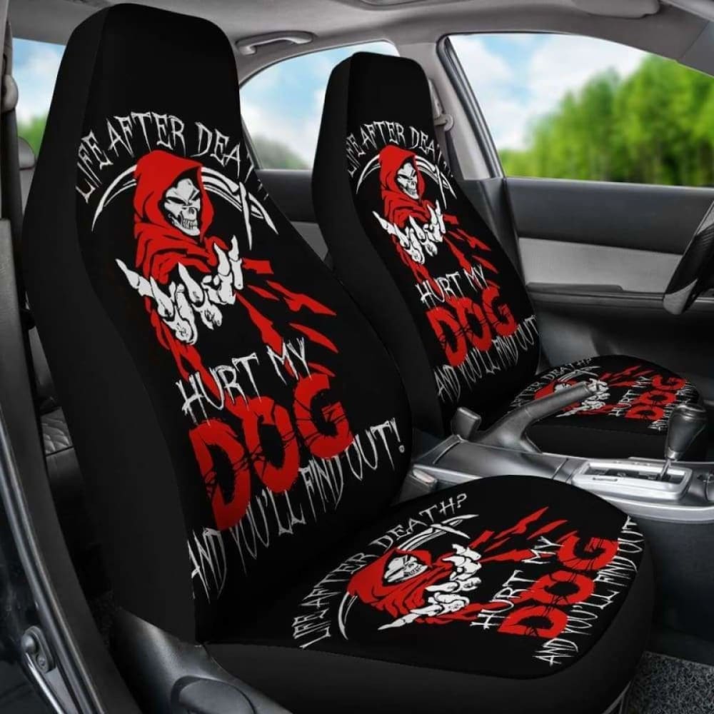 Set Of 2 - Life After Dead - Skull Grim Reaper Car Seat Covers 112608